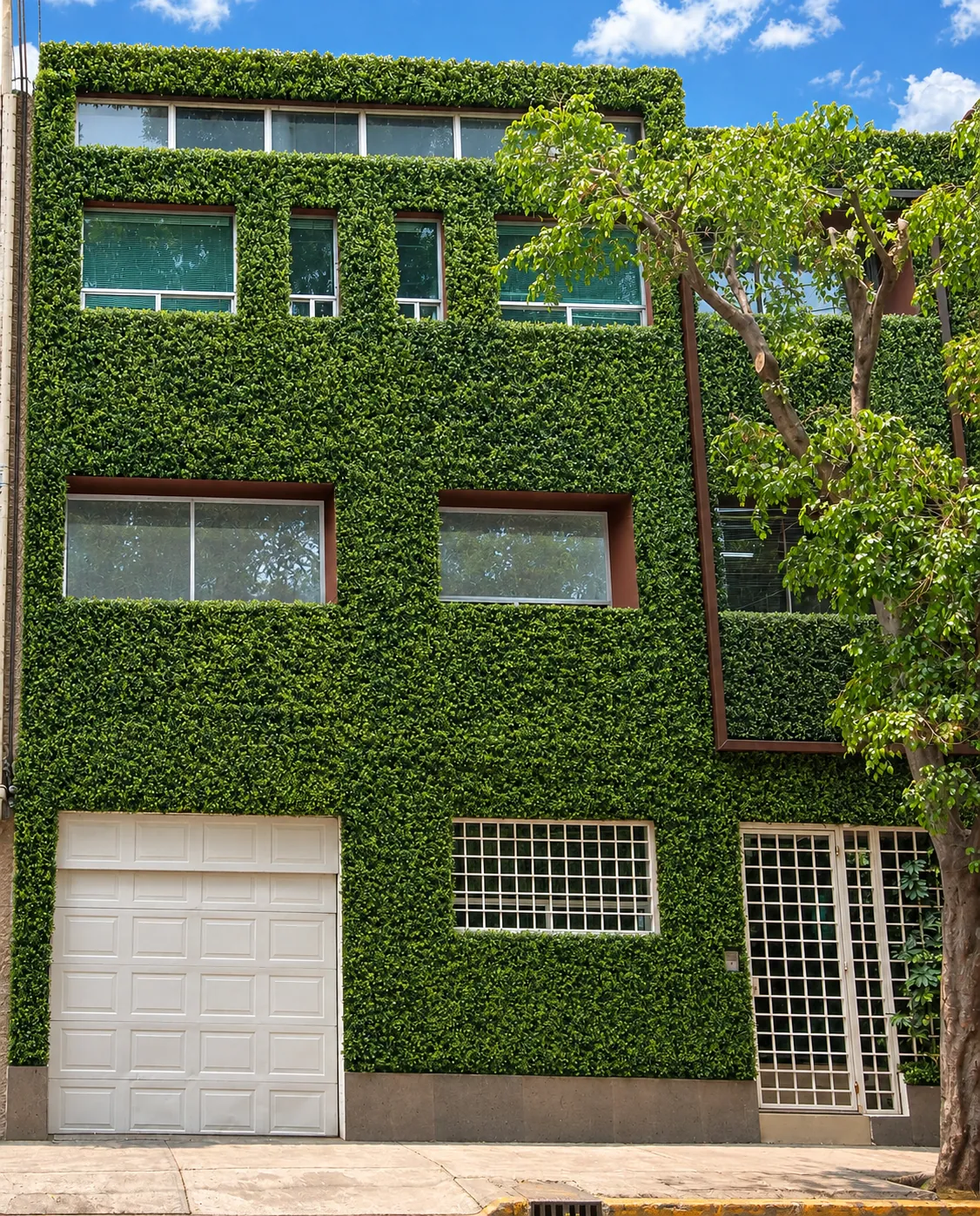 Fachada cubierta de vegetación de OfiRent Nápoles, OfiRent Nápoles, Ciudad de México